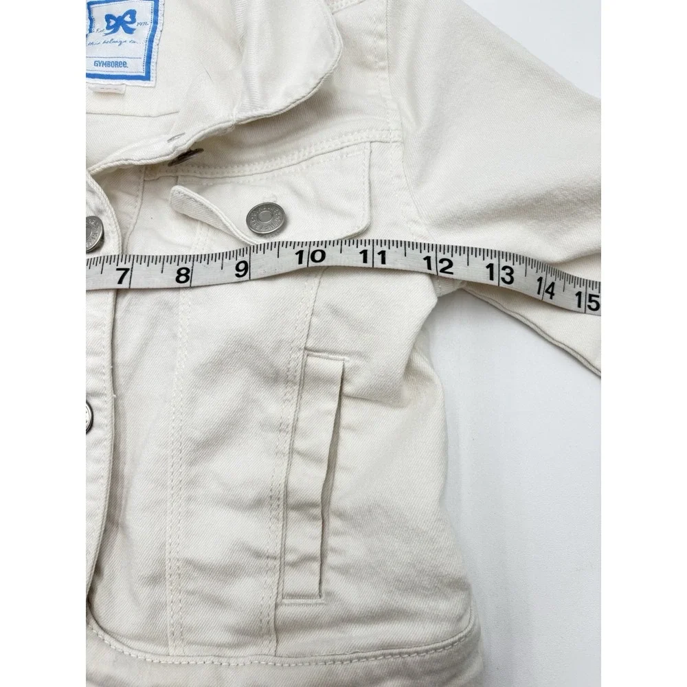 Gymboree Girls Ivory Stretch Denim Jean Jacket Size S 5-6 Button Front